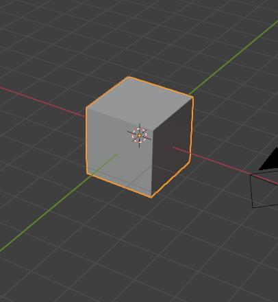 Cube sélectionné, contour orange clair