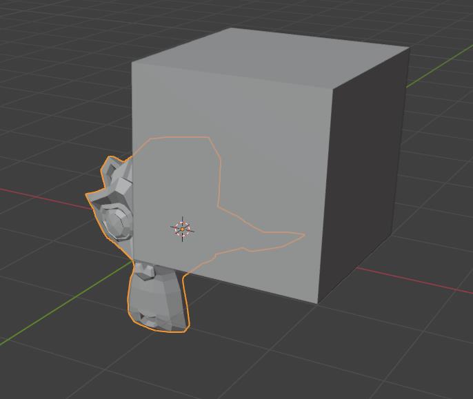 Un cube qui traverse une tête de singe