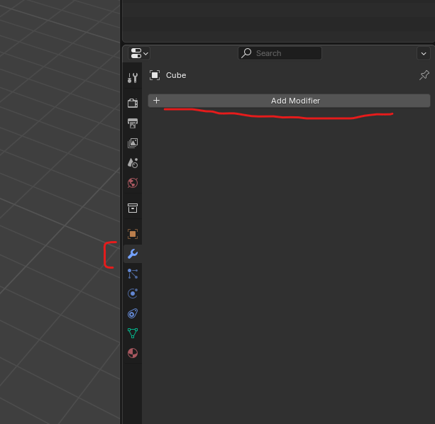 Onglet Modifier Properties (clé à molette) et bouton Add Modifier